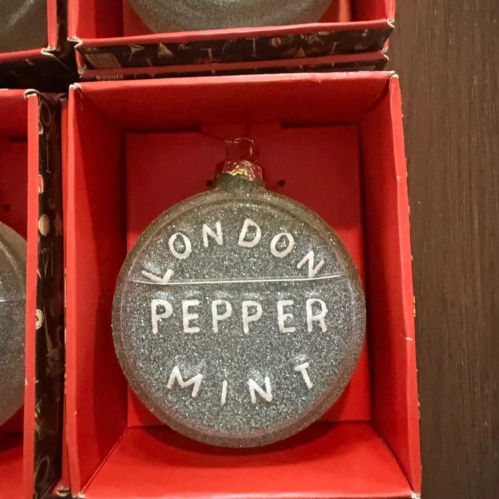 John Derian Target Glass ORNAMENT Set Of 4 Glass Peppermint NIB
